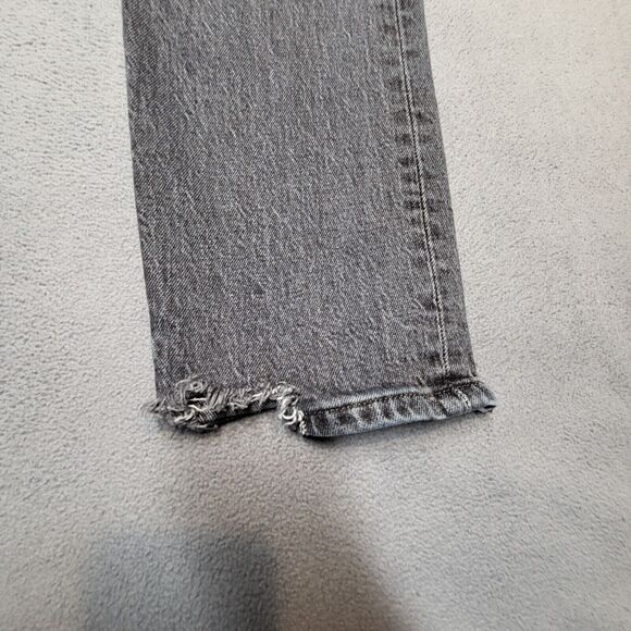 Levis 501 Jeans Womens 10? 30x28 Black Denim Straight Leg Distressed Button Fly - Picture 7 of 13